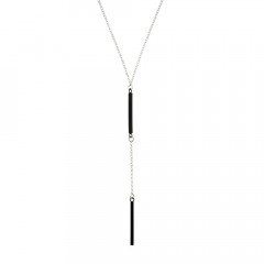 Collier Argent KOBE Black- 40+5cm