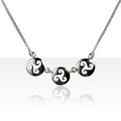 Collier Argent MINI DISQUE TRISKELL 3 MOTIFS      