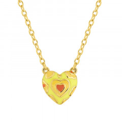 Collier enfant COEUR JAUNE FLUO Plaqué Or