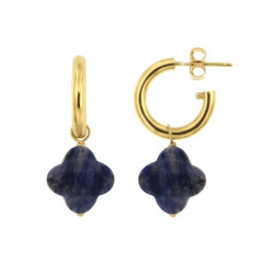 Créoles Plaqué Or FR3-GALEA TREFLE - Sodalite - L: 2.6cm