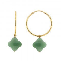 Créoles Plaqué Or OPL-GALEA TREFLE - Aventurine - L: 3cm