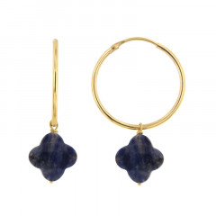 Créoles Plaqué Or OPL-GALEA TREFLE - Sodalite - L: 3cm