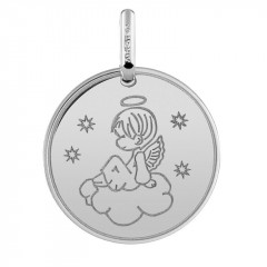 Médaille ANGE sur nuage Or blanc 750°°°