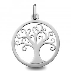 Medaille Arbre de vie Or blanc, pendentif bapteme