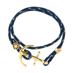 Bracelet Plaqué Or Ancre CAP COZ double- bleu            