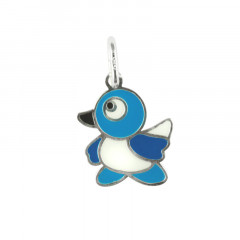 ***Pendentif Argent ENFANT Canard bleu-laque 14 x 18mm
