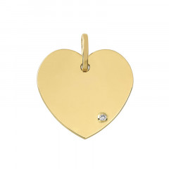 Pendentif coeur Or 18 carats Diamant , une medaille bapteme coeur élégante